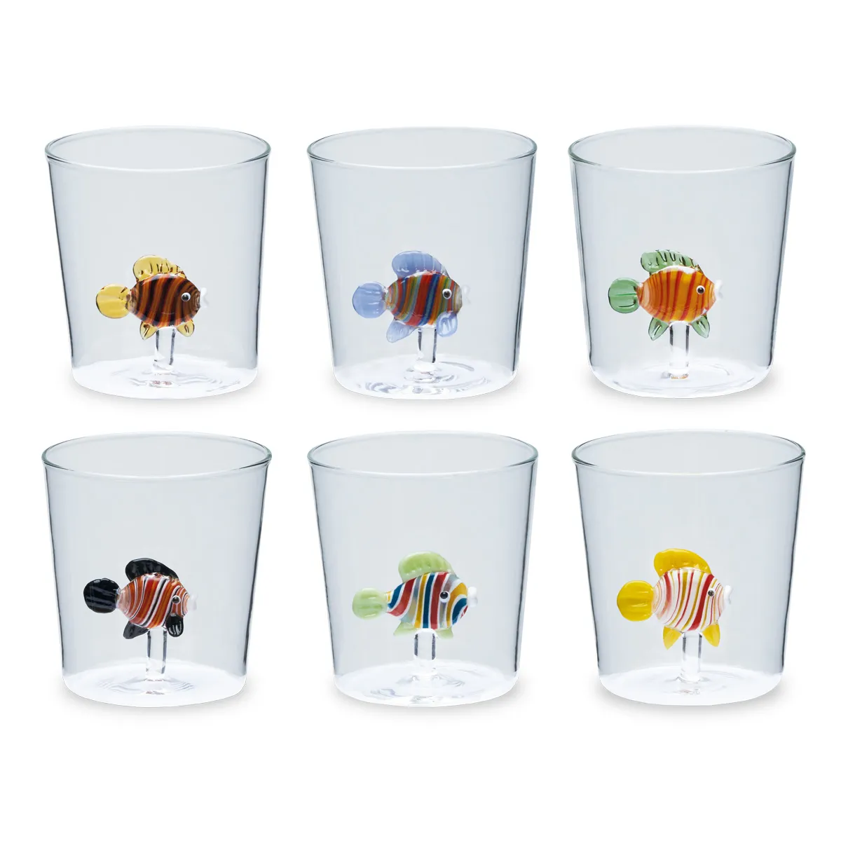 Henriette Set of 6 Glasses Ml.300 Rainbowfish Collection Treasure